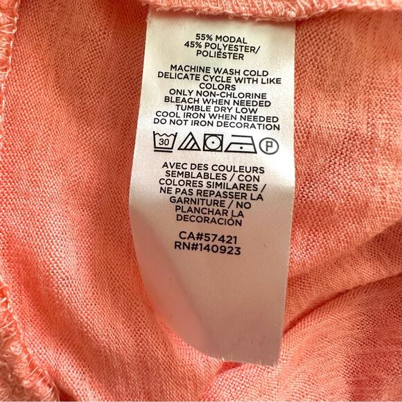 Loft Top Sweater Peach Coral Ruffled Long Sleeve Lightweight Cropped Small NEW - Picture 8 of 9